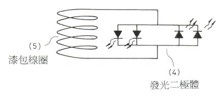 方向相反的方式并联的发光二极管数目可以增加,图二为其电路之示意图