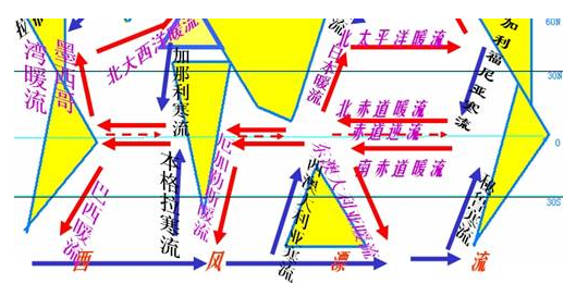 环流二:中高纬度以副极地为中心海区的气旋式大洋环流(北半球逆时针